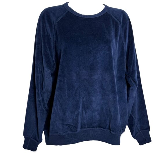 THE GREAT. The College Sweatshirt navy blue velour Women's Size 1 Small - Picture 4 of 12